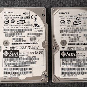 2pc - Hitachi SAS LOT HUC101414CSS300 146GB Hard Drive 10K RPM N13508 SUN 6gbspd